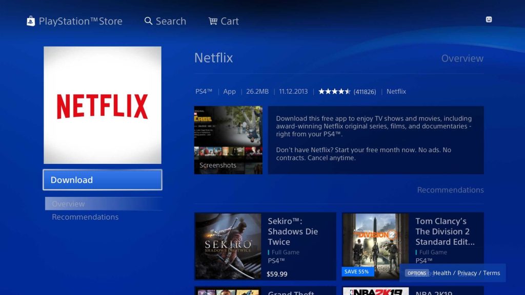 Download Netflix on Playstation