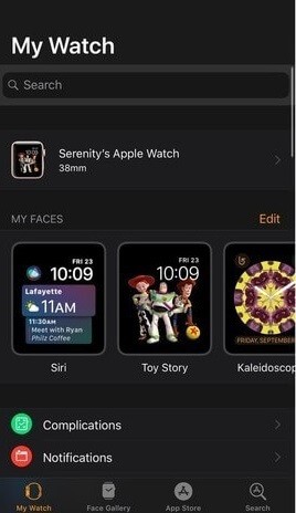 Open Watch App on iPhone