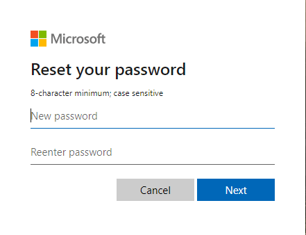 Reset Microsoft account