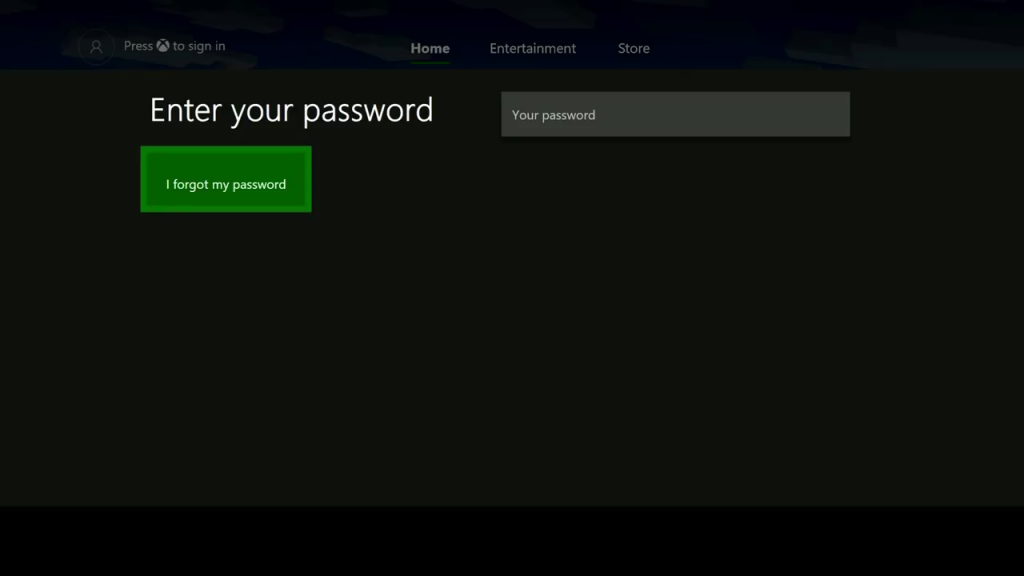 Reset Password on Xbox