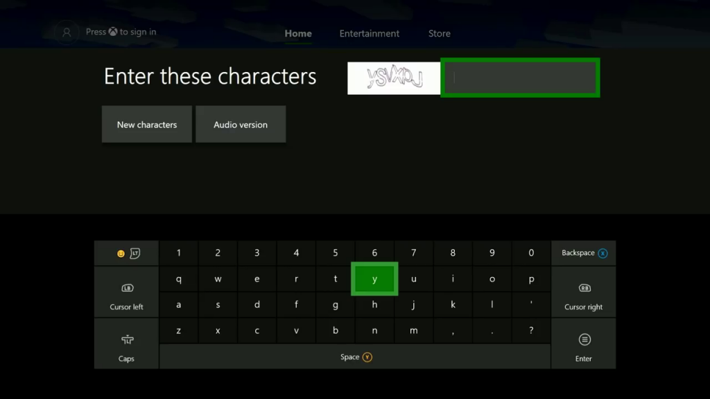 Reset Password on Xbox