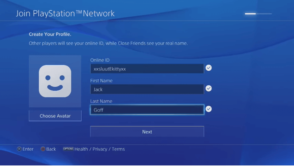 Sign up for PlayStation Network