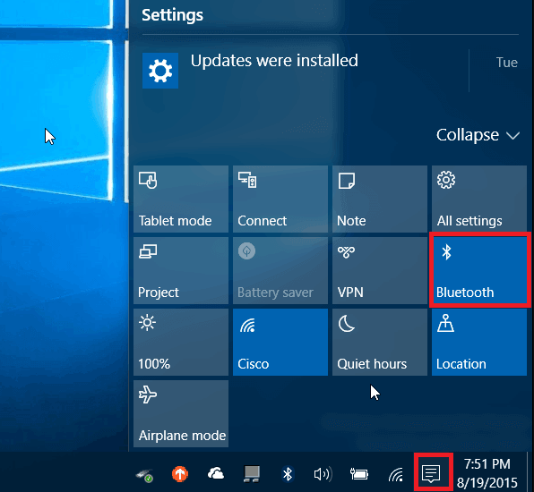 Turn on Bluetooth on Windows 10