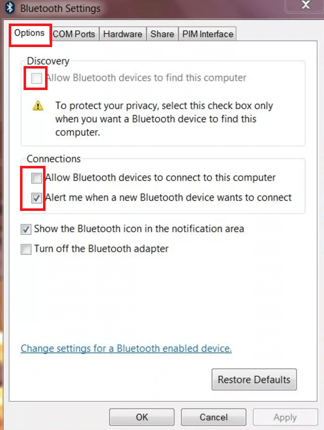 Turn on Bluetooth on Windows 7