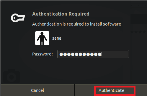 Enter password to start installing
