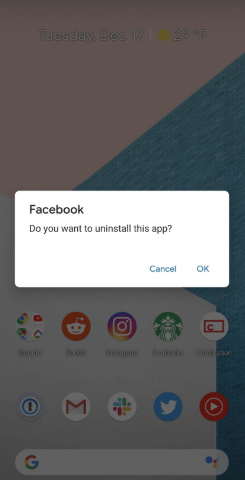 Accept to Uninstall Facebook
