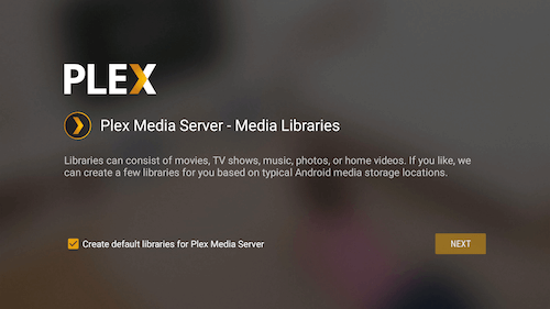 Allow Plex to Create Default Libraries