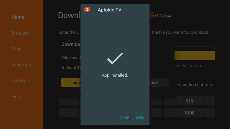 Aptoide TV on Firestick