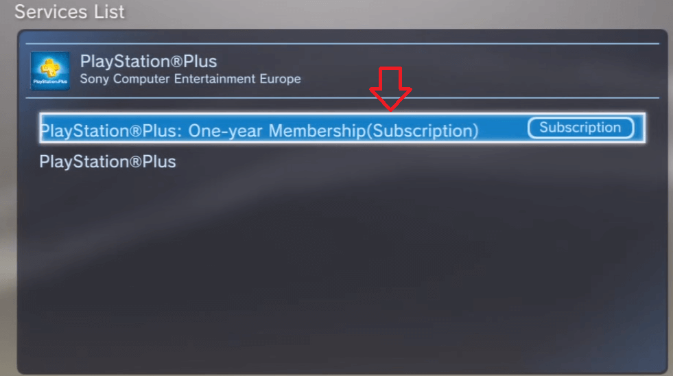 Select your PlayStation Plus subscription