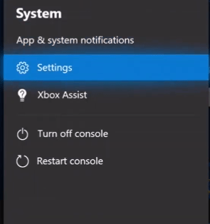 Select settings option