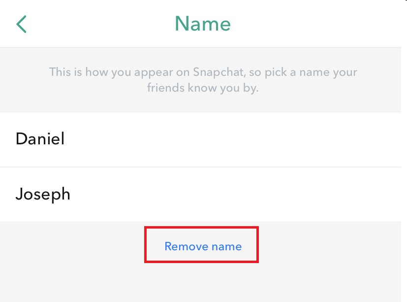 Remove Snapchat name