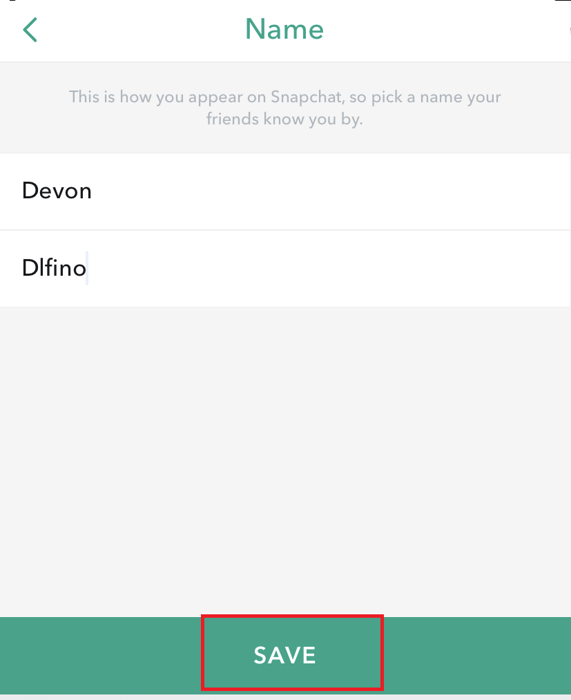 save new snapchat name