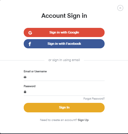 Enter username and password to sign in 