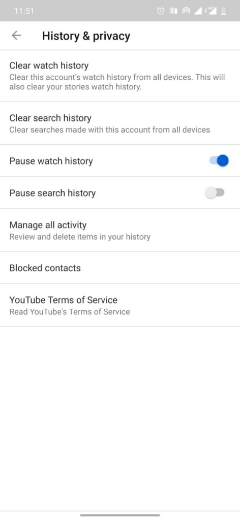 Delete Search History on Youtube