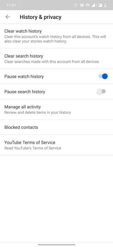 Delete Watch History on Youtube