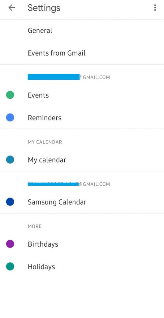 Click General - Google Calendar Dark Mode