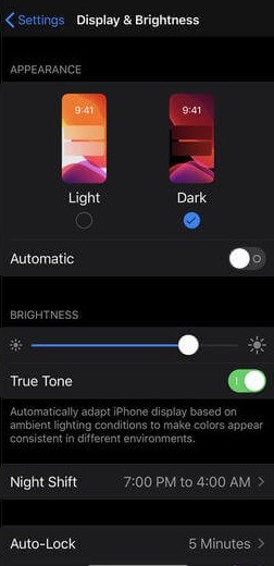 Dark Mode on iPhone