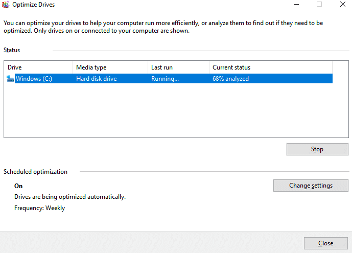 Defragmentation Progressing