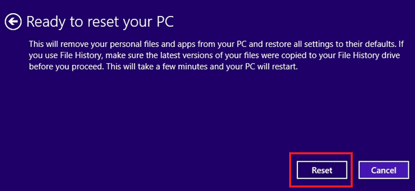 Factory Reset Windows 8