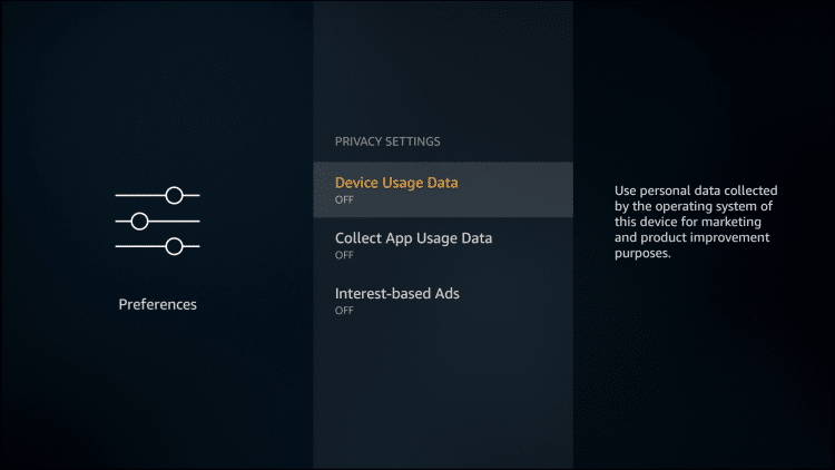 Privacy Settings: Firestick Settings