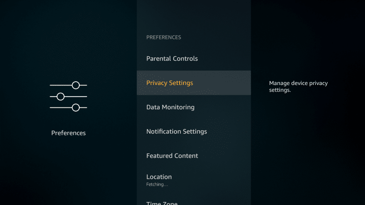 Privacy Settings: Firestick Settings