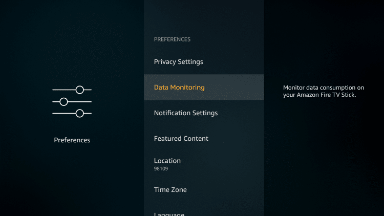 Data Monitoring: Firestick Settings