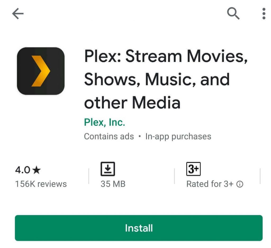 Install Plex from Google Play Store