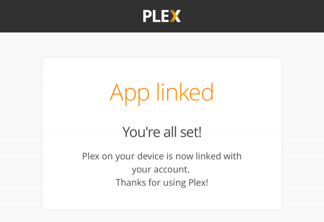 Plex on PS4 successfully linked 