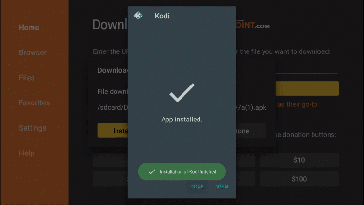 Kodi on Firestick using Downloader App