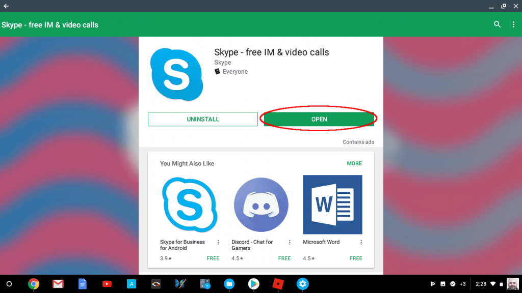 Launch Skype on Chromebook