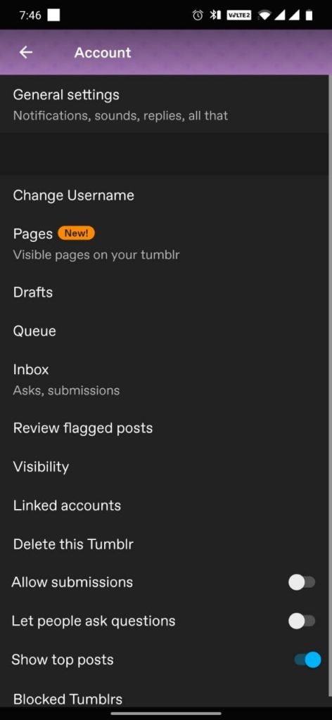 Tap on general settings - How to Logout of Tumblr