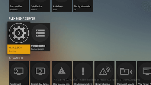 Plex on Nvidia Shield Server Status