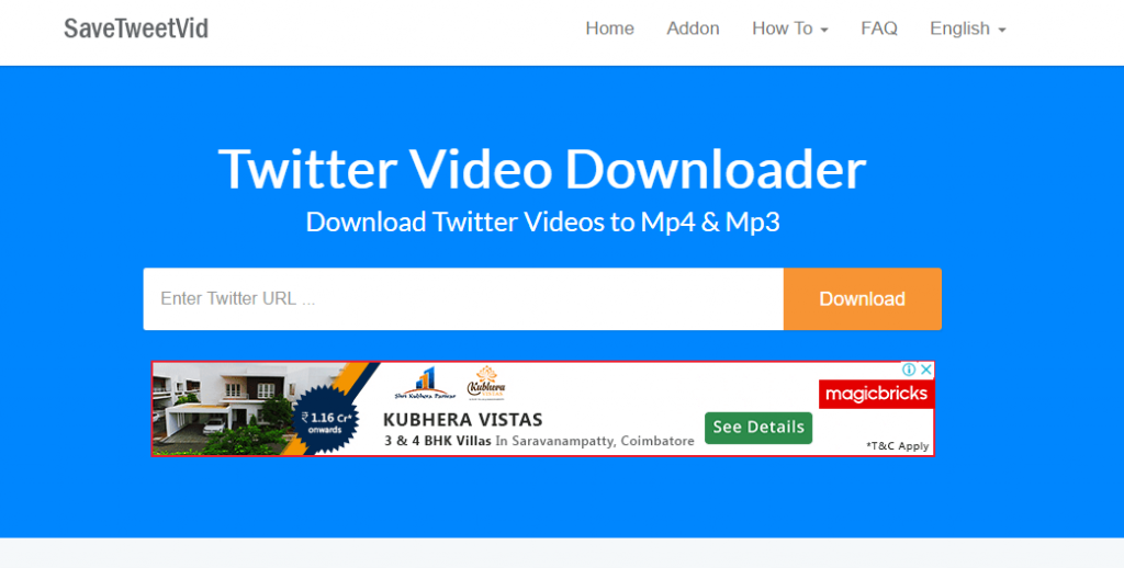 Paste URL and Press Download to Dwonload Twitter Videos