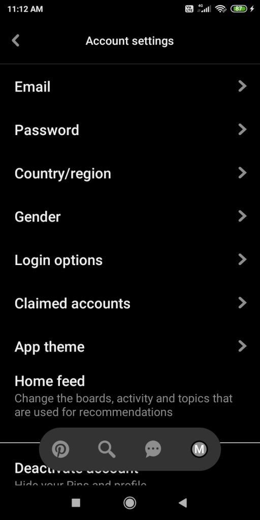 how to set dark mode on pinterest pc