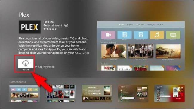 Install Plex app on Apple TV