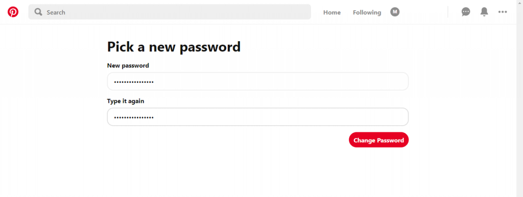 Reset Pinterest Password
