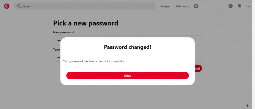 Reset Pinterest Password