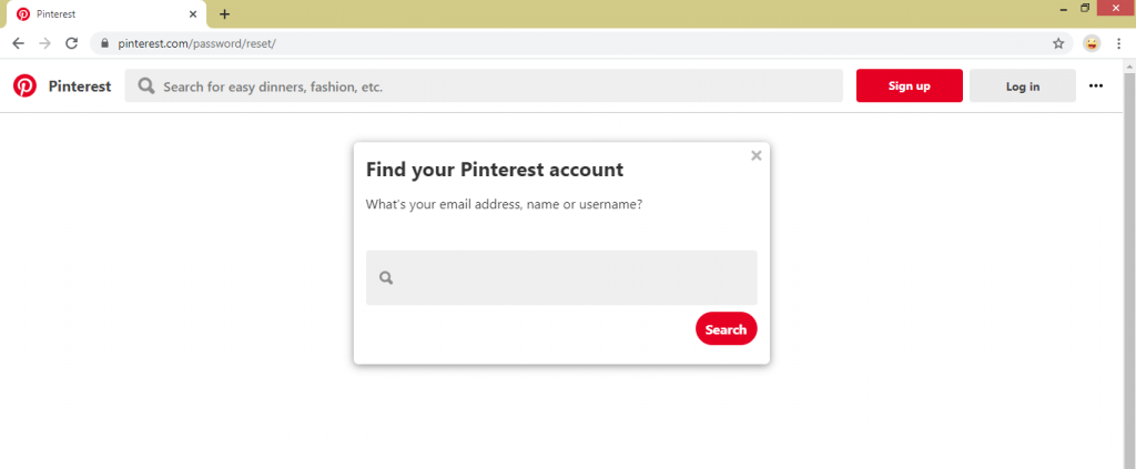 Reset Pinterest Password