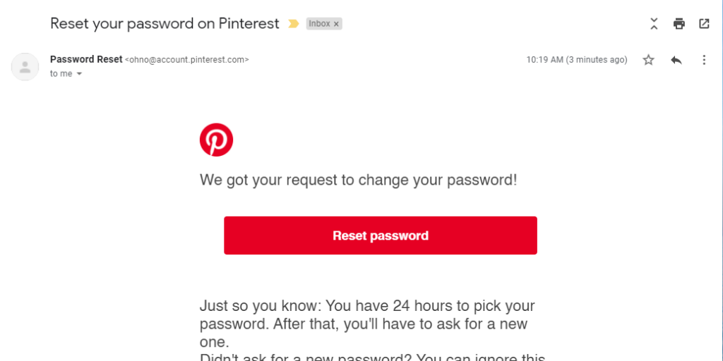 Reset Pinterest Password