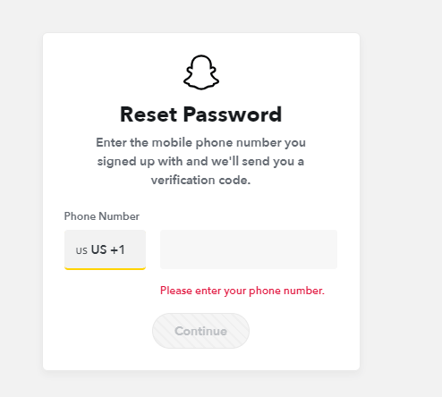 Reset Snapchat Password from Website