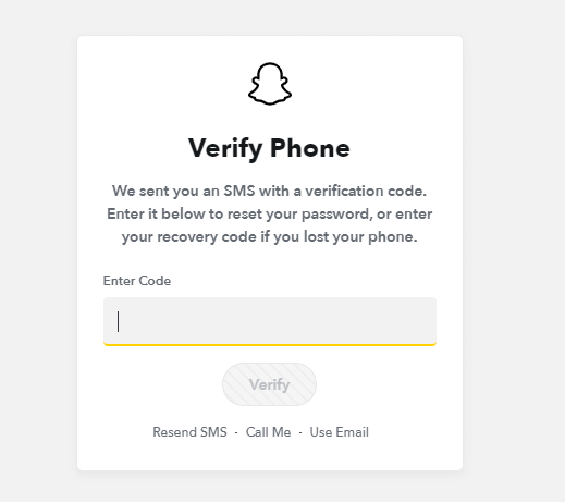 Reset Snapchat Password from Website