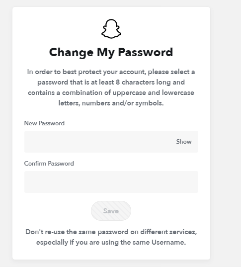 Reset Snapchat Password from Website