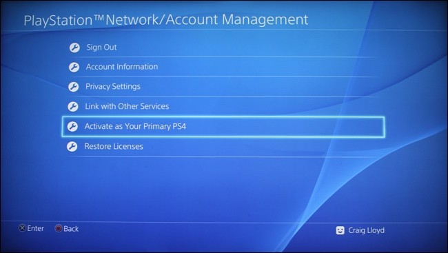 Select Activate as Your Primary PS4