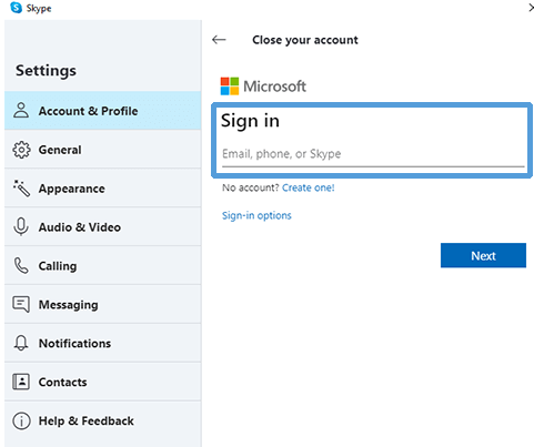 Sign in to Microsoft Account - How to Delete Skype Account