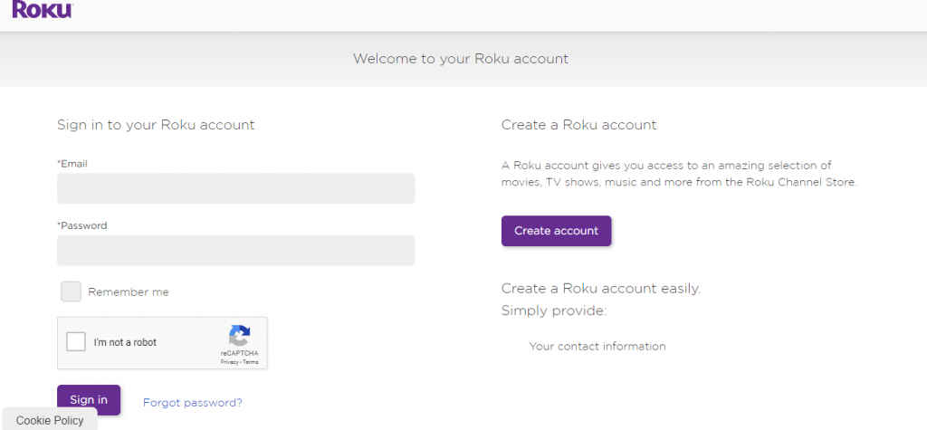 Sign into Roku