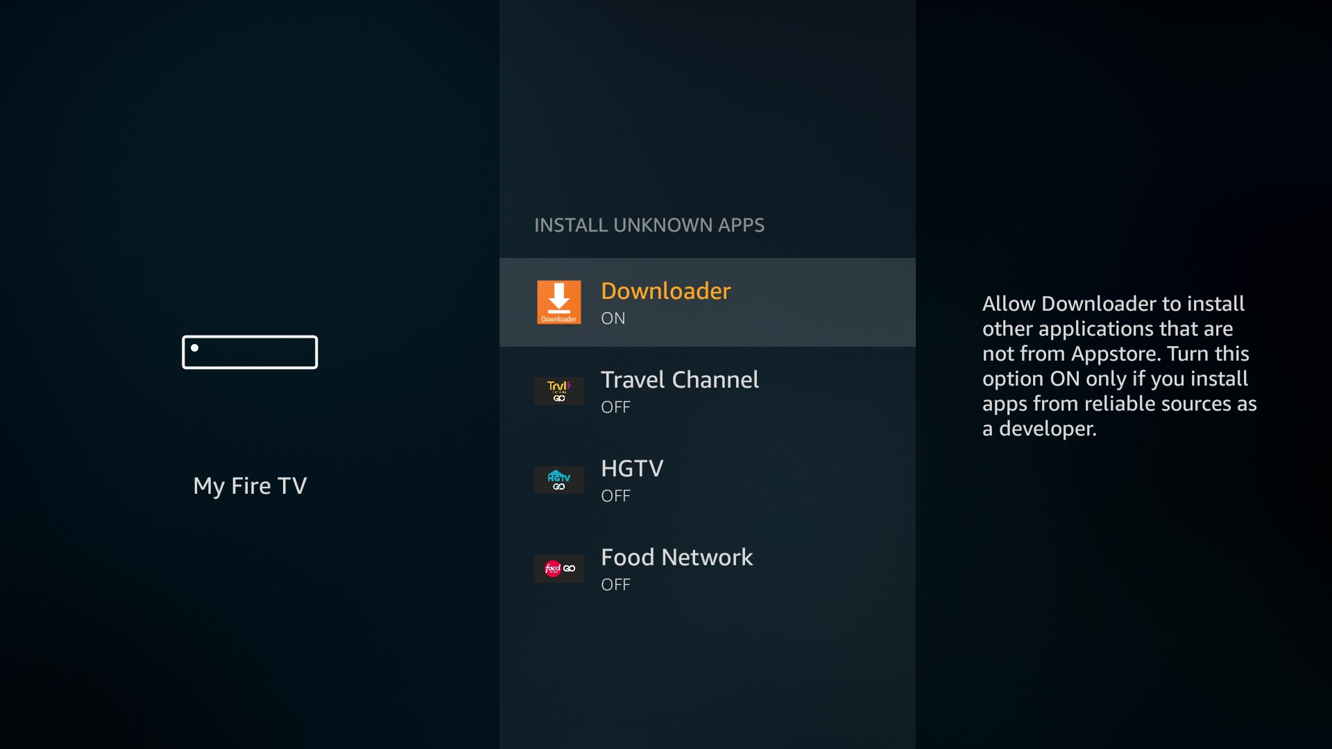 Enable Unknown Sources Firestick