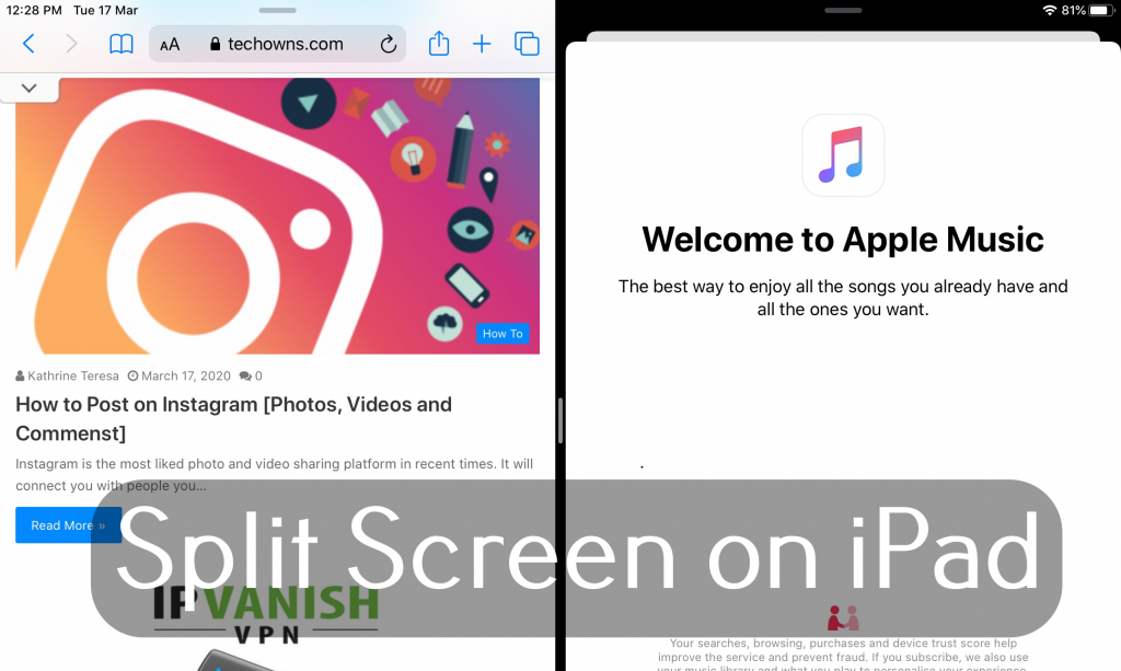 Split Screen on iPAd