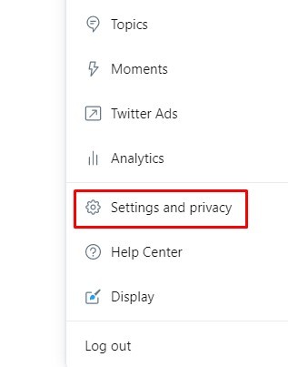 Settings and Privacy - Delete Twitter Account