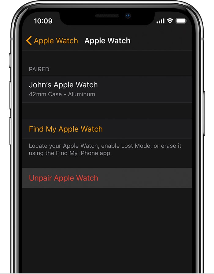 Unpair Apple Watch