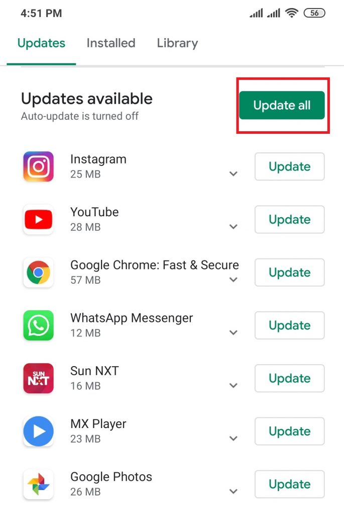 Update All Android Apps Manually